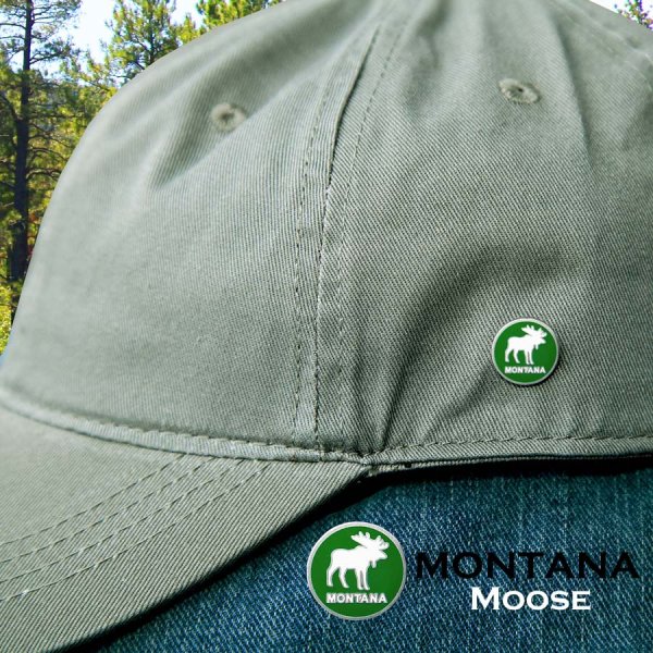 画像1: アウトドア アメリカン ワイルドライフ ピンバッジ モンタナ ムース（フォレスト グリーン）/Pin Moose(Forest Green)