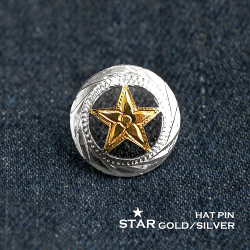 画像クリックで大きく確認できます　Click↓1: ウエスタン スター ハットピン ピンバッジ（ゴールド・シルバー）/Hat Pin Star Gold Silver