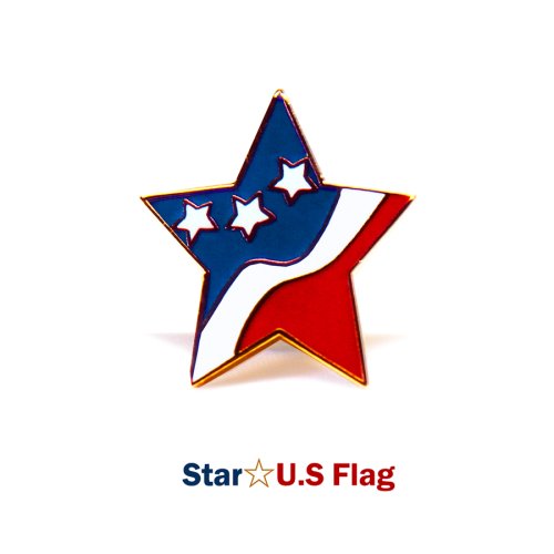 画像クリックで大きく確認できます　Click↓1: ピンバッジ スター・アメリカ国旗/Pin