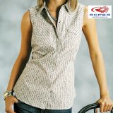 上品なストライプのノースリーブシャツ（セージグリーン・ホワイト・レッド）/Roper Western Shirt Sage Green White Red (Sleeveless/Women's)