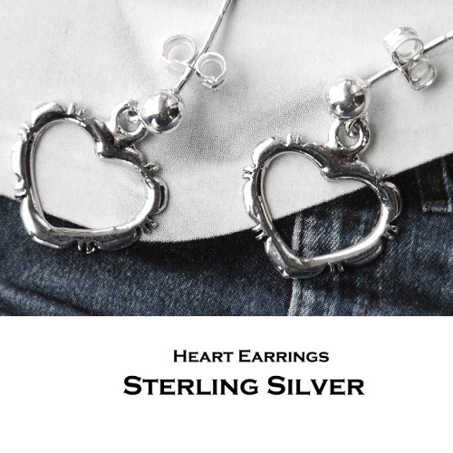 画像クリックで大きく確認できます　Click↓1: ハート ピアス 925 スターリング シルバー/Sterling Silver Heart Earrings