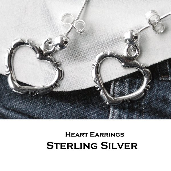 画像1: ハート ピアス 925 スターリング シルバー/Sterling Silver Heart Earrings