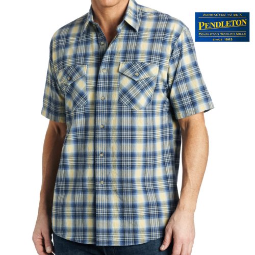 画像クリックで大きく確認できます　Click↓1: ペンドルトン 半袖 シャツ（ベイブルー&イエロー）/Pendleton Short Sleeve Tracker Shirt