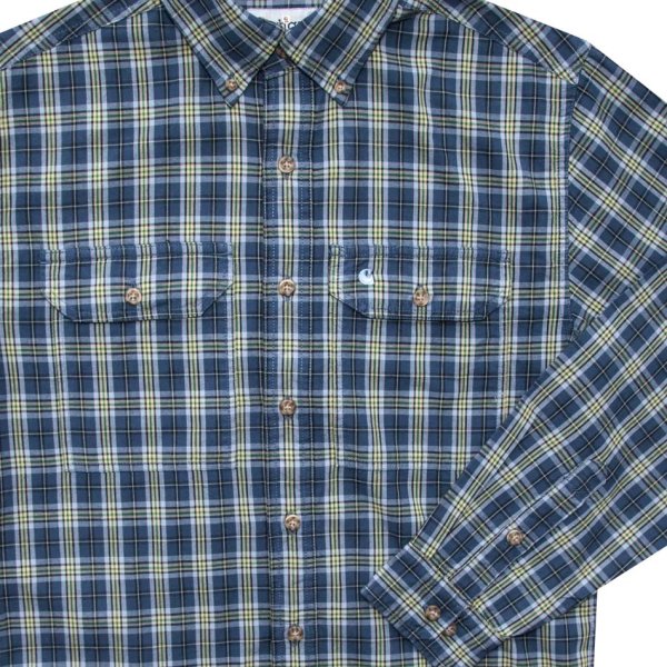 画像2: カーハート ボタンダウン コットン 長袖シャツ（ブルー）S/Carhartt Long Sleeve Shirt(Blue)