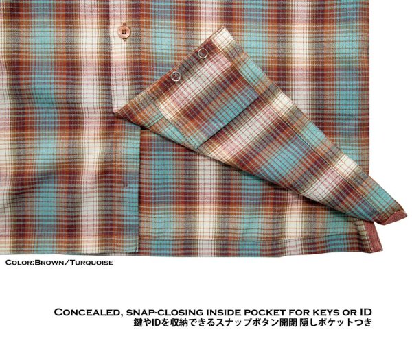 画像3: カブー アウトドア シャツ・バラードシャツ キー&IDポケット付き(長袖)S(ブラウン・ターコイズ/ライトブラウン・ブルー)/Kavu Ballard Shirt(Brown/Turquoise Light Brown/Blue)