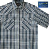 ペンドルトン 半袖 ウエスタン シャツ ブルー・クリーム/Pendleton Shortsleeve Western Shirt