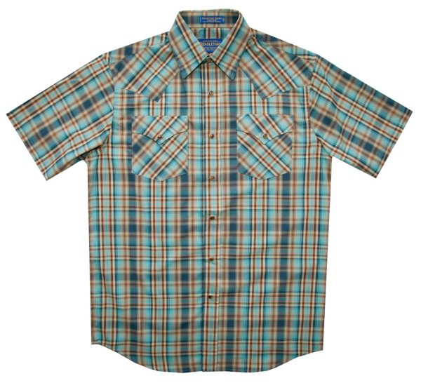 画像3: ペンドルトン 半袖 ウエスタン シャツ ターコイズ・ネイビー・タン S/Pendleton Shortsleeve Western Shirt