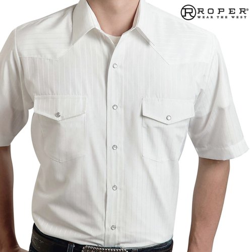 画像クリックで大きく確認できます　Click↓1: ローパー ウエスタン シャツ（ホワイト・半袖）/Roper Shortsleeve Western Shirt