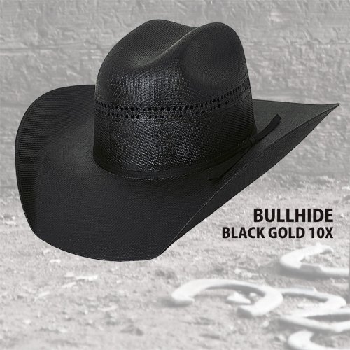 画像クリックで大きく確認できます　Click↓1: ブルハイド ウエスタン ストローハット ブラックゴールド10X（オールドウエスト・ブラック）/Bullhide Western Straw Hat Black Gold 10X(Black)