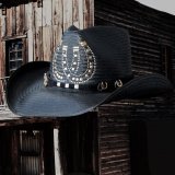 ブルハイド 蹄鉄 ホースシュー ウエスタンストローハット（ブラック）/Bullhide Western Straw Hat Horseshoe(Black)