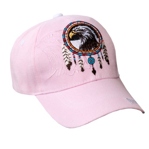 画像クリックで大きく確認できます　Click↓1: ネイティブプライド シャドウつき 刺繍 キャップ アメリカンイーグル＆フェザー（ ピンク）/Native Pride Cap American Eagle&Feather(Pink)