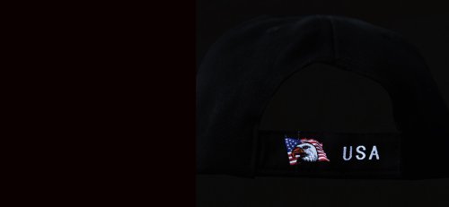 画像クリックで大きく確認できます　Click↓3: アメリカンイーグル＆アメリカンフラッグ シャドウつき 刺繍 キャップ（ブラック）/Baseball Cap(Black)