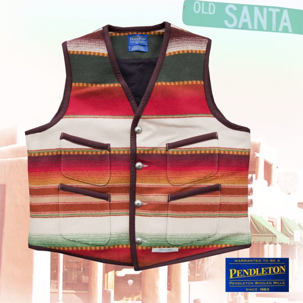 画像1: ペンドルトン サンタフェ ストライプ ベスト（タン）L（身幅約60cm）/Pendleton Santa Fe Stripe Vest