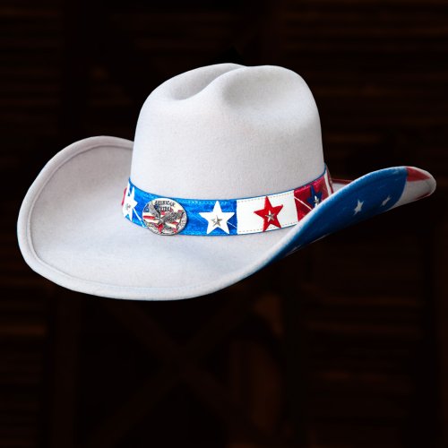 画像クリックで大きく確認できます　Click↓1: ブルハイド アメリカ＆イーグル ウエスタン プレミアムウール ハット（シルバーベリー）/Bullhide Premium Wool Cowboy Hat(Silverbelly)