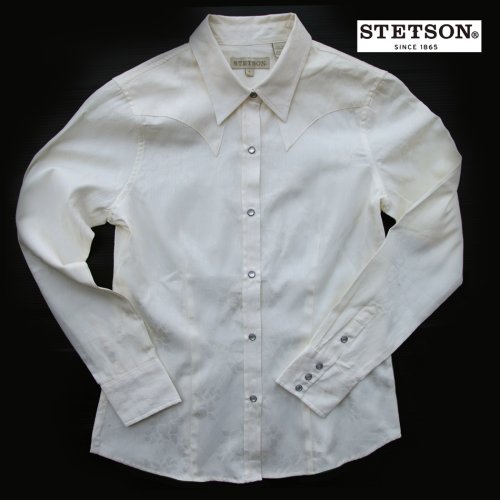 画像クリックで大きく確認できます　Click↓1: ステットソン フローラル ウエスタンシャツ クリーム/（長袖）/Stetson Long Sleeve Western Shirt(Women's) 