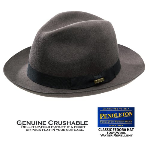 画像クリックで大きく確認できます　Click↓1: ペンドルトン クラシック フェドラ ハット（ダークグレー）L/Pendleton Classic Fedora Hat Dark Grey