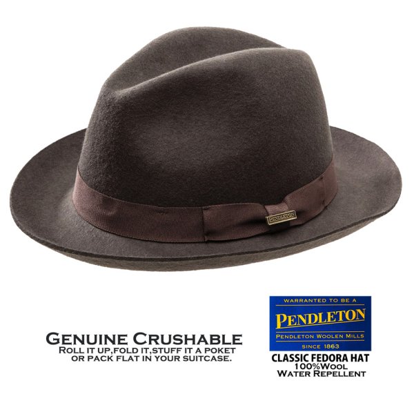画像1: ペンドルトン クラシック フェドラ ハット（チョコレートブラウン）/Pendleton Classic Fedora Hat Chocolate Brown