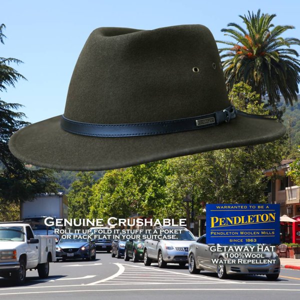 画像1: ペンドルトン ゲタウェイ ハット（ダークオリーブ）大きいサイズもあり/Pendleton Getaway Hat(Dark Olive) 