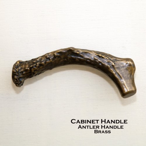 画像クリックで大きく確認できます　Click↓1: 取っ手 キャビネットハンドル ブラス 鹿の角デザイン/Antler Cabinet Handle(Brass)