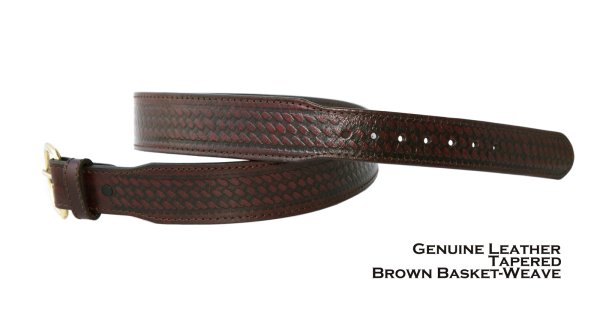 画像2: ウエスタン ワーク レザーベルト テーパード バスケット ブラウン/Western Leather Belt(Brown) 