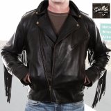 スカリー ラムレザー フリンジ モーターサイクル ジャケット（ブラック）/Scully Soft Touch Lamb Fringe Motorcycle Jacket(Black)