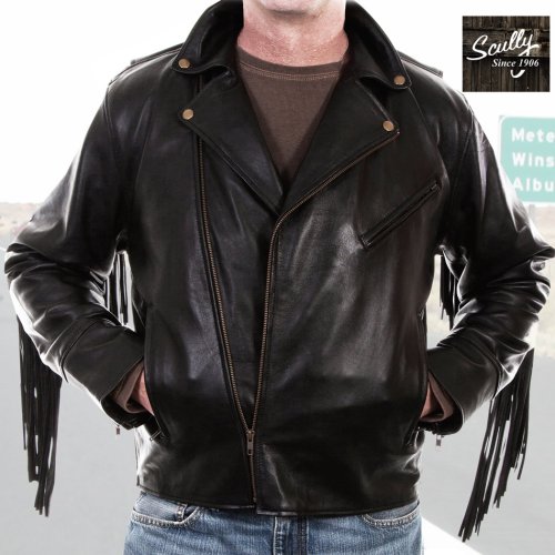 画像クリックで大きく確認できます　Click↓1: スカリー ラムレザー フリンジ モーターサイクル ジャケット（ブラック）/Scully Soft Touch Lamb Fringe Motorcycle Jacket(Black)