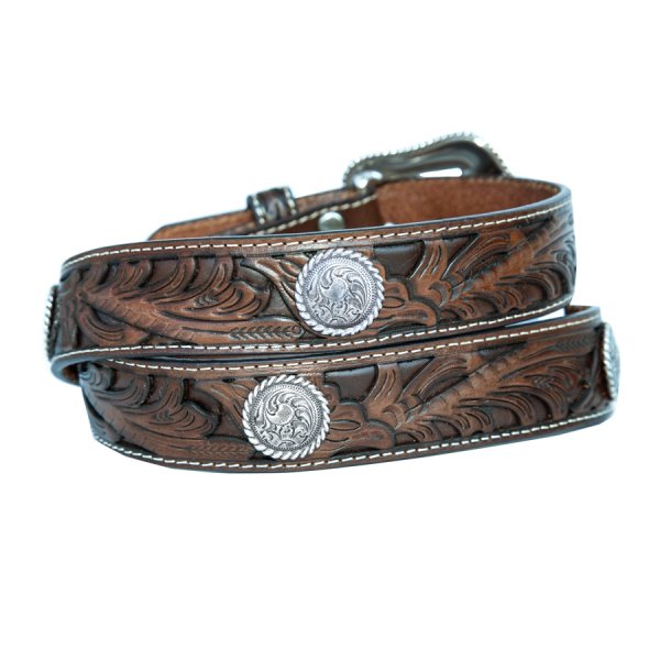 画像2: ノコナ フローラル&コンチョ ウエスタン レザー ベルト（ブラウン）/Nocona Western Leather Belt(Brown)