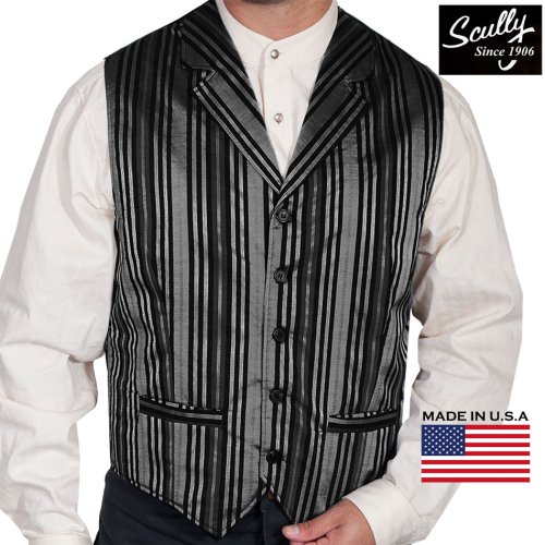 画像クリックで大きく確認できます　Click↓1: スカリー オールドウエスト ベスト（ストライプブラック）/Scully Old West Stripe Vest (Black)