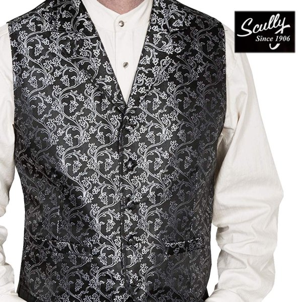 画像1: スカリー オールドウエスト ベスト（ワイルドヴァイン・ダークグレー）/Scully Old West Vest (Wild Vine/Dark Grey)