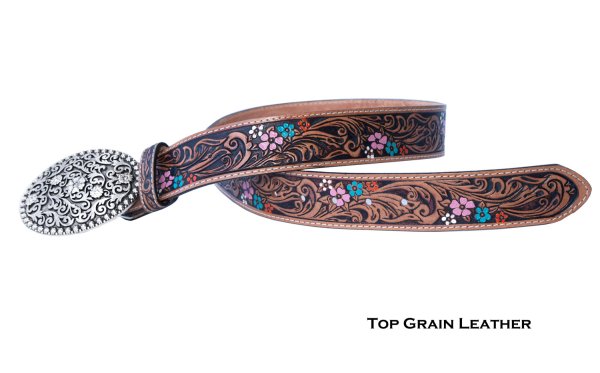 画像2: ジャスティン フローラル レザー ベルト（ブラウン）/Justin Floral Leather Belt(Brown)