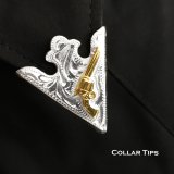 ウエスタン カラーチップ シルバー・ゴールドガン/Collar Tips Engraved Silver w/Gun
