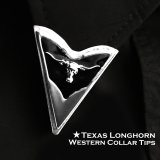 ウエスタン カラーチップ テキサス ロングホーン シルバー・ブラック/Collar Tips w/Longhorn Silver