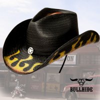 ファイヤースターウエスタン ストロー カウボーイ ハット（ブラック）/Bullhide Straw Cowboy Hat(Black)
