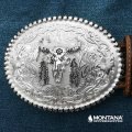 モンタナシルバースミス ベルト バックル バッファロースカル＆フェザー フローラル/Montana Silversmiths Belt Buckle Froral w/Buffalo Skull