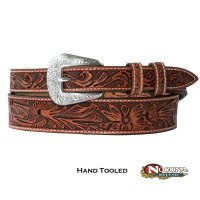 ノコナ フローラル テーパード ウエスタン レザーベルト（ブラウン）/Nocona Western Leather Belt(Brown)
