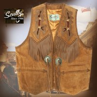 スカリー ウエスタン レザー フリンジ ベスト（バーボン）/Scully Western Leather Fringe Vest