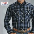 ローパー ウエスタンシャツ ミッドナイトブループラッド（長袖）大きいサイズ L（身幅約62cm）/Roper Long Sleeve Western Shirt(Midnight Blue)