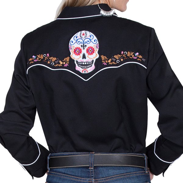画像4: スカリー 刺繍 ウエスタン シャツ(長袖/シュガー スカル)XS/Scully Long Sleeve Western Shirt(Women's)