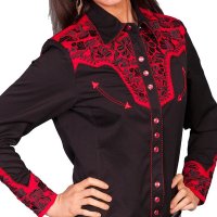 スカリー 刺繍 ウエスタン シャツ（長袖/ブラック・トマト）/Scully Long Sleeve Western Shirt(Women's)