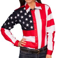 スカリー USA アメリカ国旗シャツ（長袖/アメリカンフラッグ）/Scully Western Shirt(Women's)