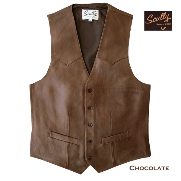 画像4: スカリー ウエスタン レザー ベスト（チョコレートブラウン/ブラウン）/Scully Western Lamb Leather Vest(Chocolate/Brown)