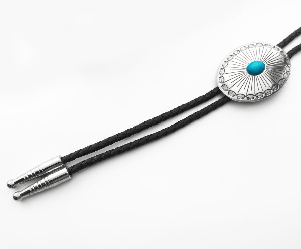 画像2: ウエスタン ボロタイ シルバーオーバル・ターコイズ/Western Bolo Tie