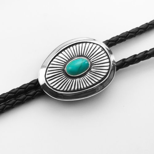 画像クリックで大きく確認できます　Click↓1: ボロタイ ターコイズ・シルバー/Bolo Tie