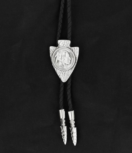 画像クリックで大きく確認できます　Click↓1: ウエスタン ボロタイ 5セントインディアン アローヘッドチップ/Western Bolo Tie 5cent Coin Arrowhead Tips