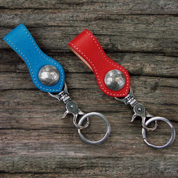 画像1: ファニー 5￠ループキーホルダー（ディアスキン レッド・ターコイズ/バッファロー）/Funny 5￠Loop Key Holder(Deerskin)