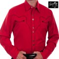 スカリー キャンディケイン パイピング ウエスタン シャツ（長袖/レッド・ブラック）/Scully Long Sleeve Western Shirt(Crimson)