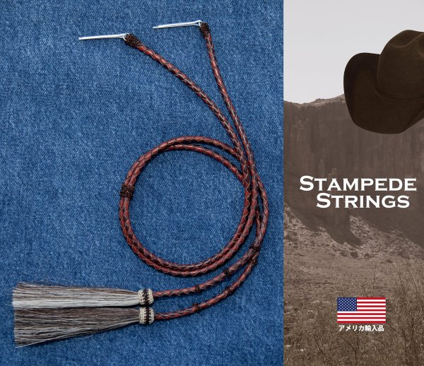 画像2: ハット用 あごひも レザー&ホースヘアー アメリカン ウエスタン スタンピード ストリングス ブラウン2色・ブラウン/Leather w/horse Hair Stampede Strings