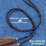 アメリカン ウエスタン レザー&ホースヘアータッセル スタンピード ストリングス ブラウン・ブラウン（ハット用あご紐）/Leather w/horse Hair Stampede Strings