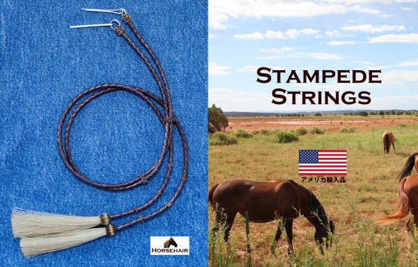 画像2: アメリカン ウエスタン レザー&ホースヘアータッセル スタンピード ストリングス ブラウン・ナチュラル（ハット用あご紐）/Leather w/horse Hair Stampede Strings