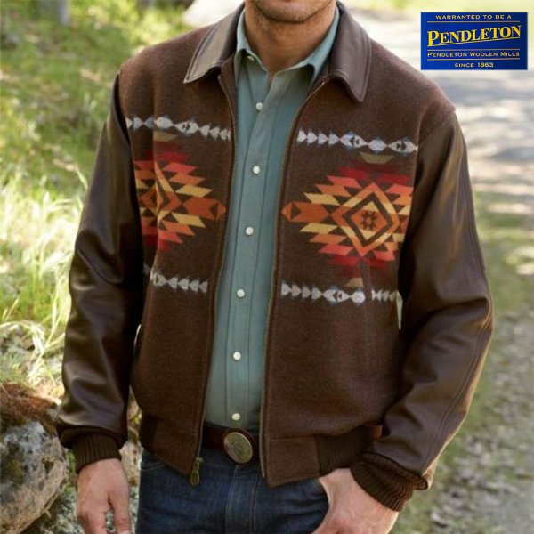画像3: ペンドルトン ウール・レザー ジャケット ブラウン（Pueblo Dwelling）/Pendleton Cassidy Coat